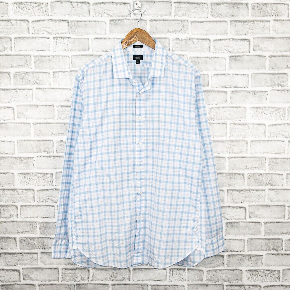 J.Crew Ludlow Men's size XL Button up Shirt in light blue check
